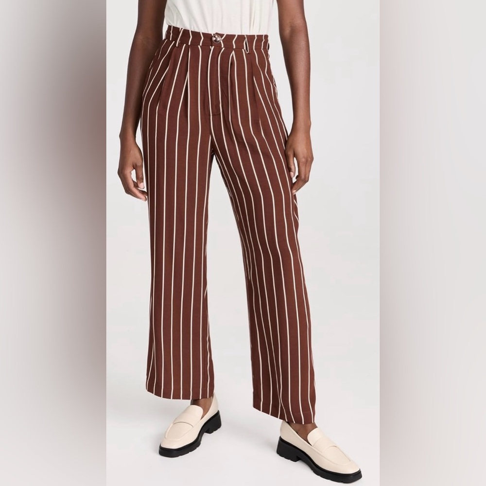 Kitri Edith Striped Pinstripe Mocha Women's Trousers, NWT, Size 12